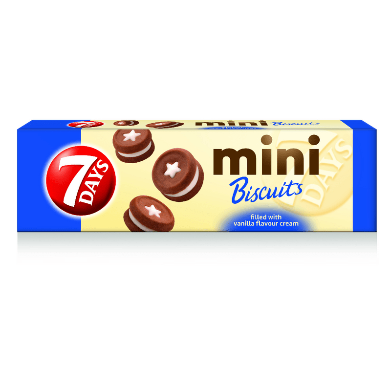 Mini biscuiti 7 Days cu crema de vanilie, 100g