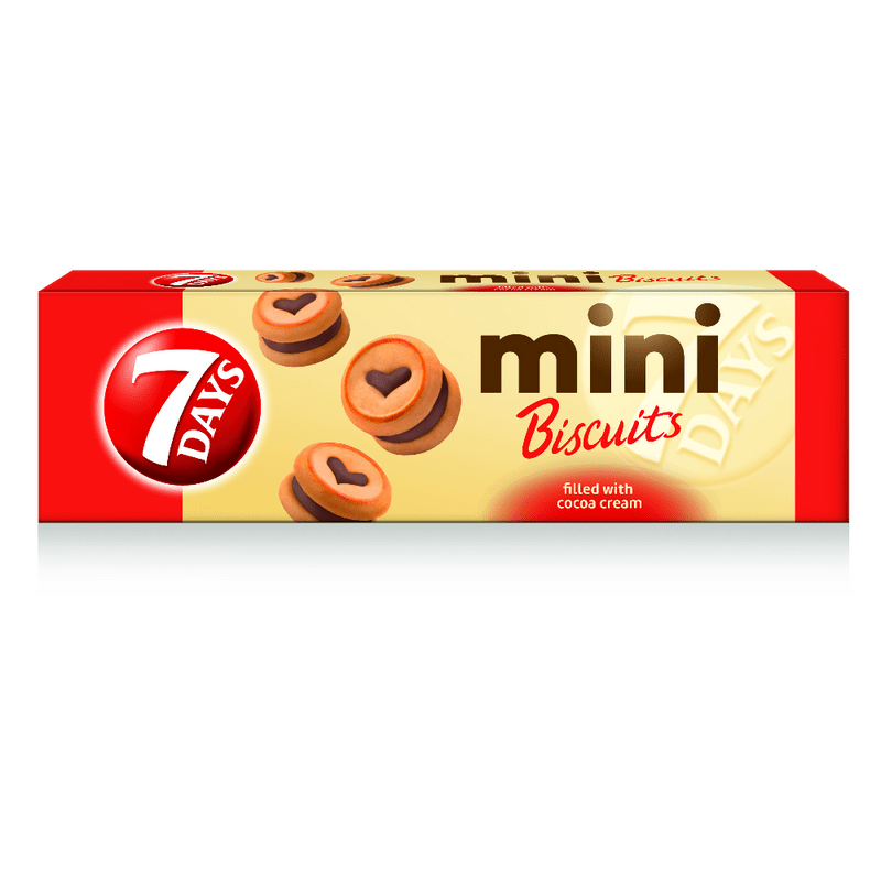 Mini biscuiti 7 Days cu crema de cacao, 100g